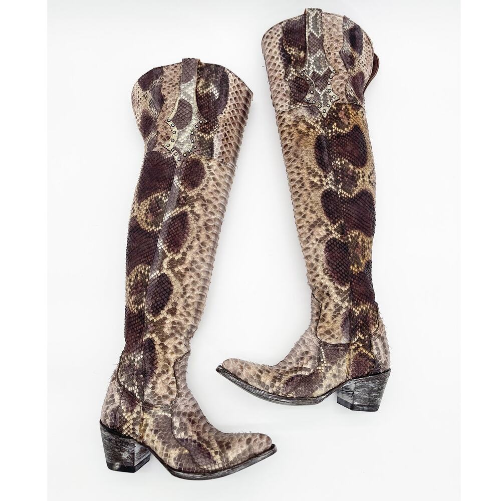 Rare Old Gringo Over The Knee Python Snakeskin Cr… - image 2